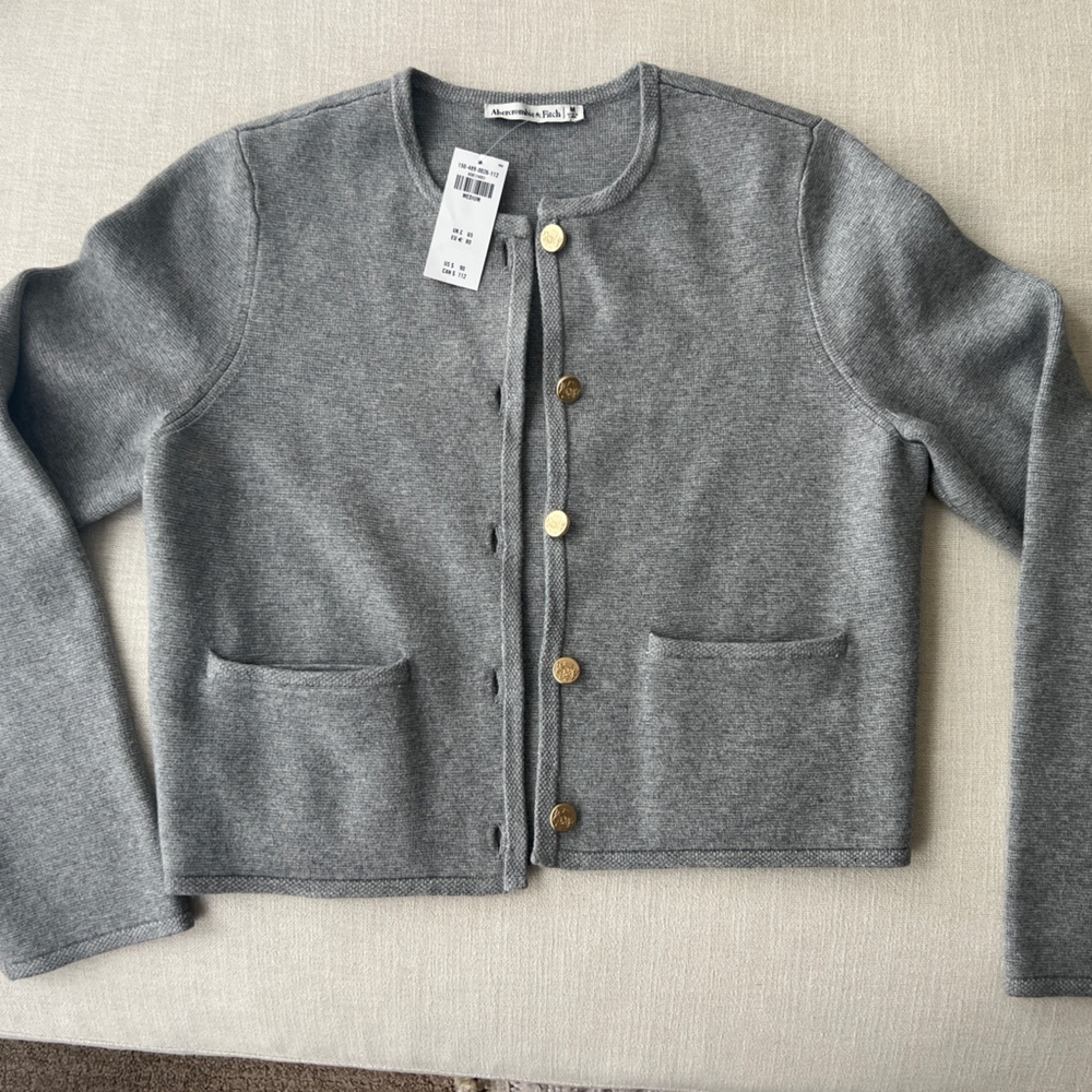 Abercrombie & Fitch Gray Cardigan Sweater
